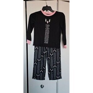 Lionel Messi Collection Pajama Sleepwear Set Youth Small 6/7  Pink / Black NEW